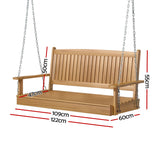 Gardeon Porch Swing Chair With Chain Outdoor Furniture Wooden Bench 2 Seat Teak - Front View