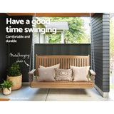Gardeon Porch Swing Chair With Chain Outdoor Furniture Wooden Bench 2 Seat Teak - Top-Down View