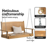 Gardeon Porch Swing Chair With Chain Outdoor Furniture Wooden Bench 2 Seat Teak - 45-Degree Angle