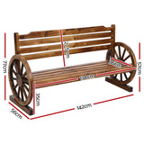 Gardeon Outdoor Garden Bench Wooden 3 Seat Wagon Chair Lounge Patio Furniture - Front View