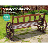 Gardeon Outdoor Garden Bench Wooden 3 Seater Wagon Chair Lounge Patio Furniture - Rear View