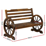 Gardeon Outdoor Garden Bench Wooden 2 Seat Wagon Chair Patio Furniture Brown - Front View
