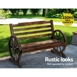 Gardeon Outdoor Garden Bench Wooden 2 Seat Wagon Chair Patio Furniture Brown - Top-Down View