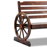 Gardeon Outdoor Garden Bench Wooden 2 Seat Wagon Chair Patio Furniture Brown - Close-Up Angle