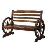 Gardeon Outdoor Garden Bench Wooden 2 Seat Wagon Chair Patio Furniture Brown - Low Angle