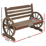 Gardeon Outdoor Garden Bench Wooden 2 Seat Wagon Chair Patio Furniture Teak - Front View