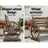 Gardeon Outdoor Garden Bench Wooden 2 Seat Wagon Chair Patio Furniture Teak - Rear View