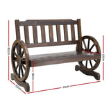 Gardeon Outdoor Garden Bench Wooden 2 Seater Wagon Chair Patio Furniture Brown - Front View