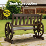 Gardeon Outdoor Garden Bench Wooden 2 Seater Wagon Chair Patio Furniture Brown - 45-Degree Angle