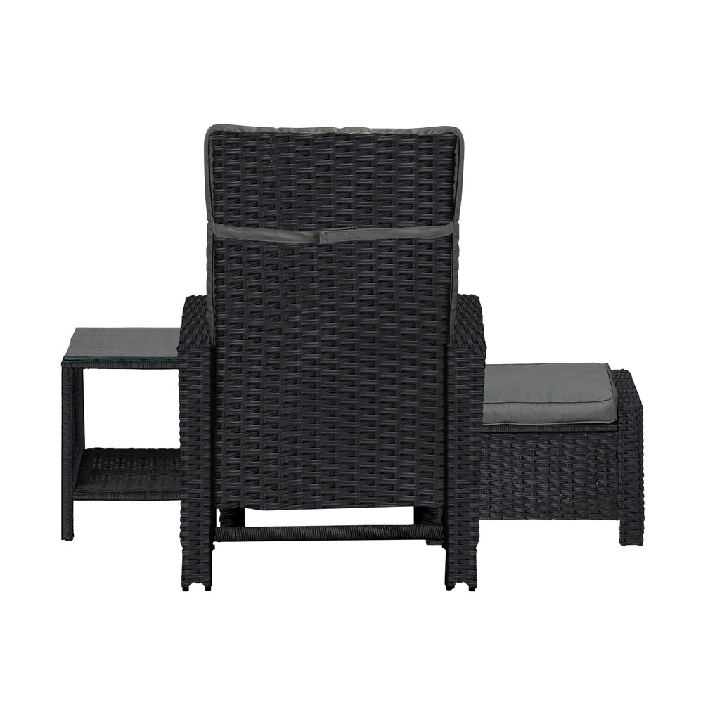 Livsip Recliner Chairs & Table Patio Set of 3 Black