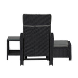 Livsip Recliner Chairs & Table Patio Set of 3 Black
