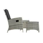 Livsip Recliner Wicker Sun Lounge Set 3PC Grey