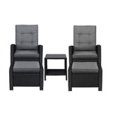 Livsip Recliner Chairs & Table Patio Set of 5 Black