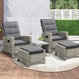 Livsip Recliner Chair Wicker Lounge 5PCS Set - Top-Down View