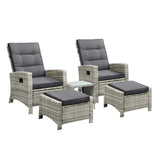 Livsip Recliner Chair Wicker Lounge 5PCS Set
