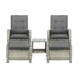 Livsip Recliner Chair Wicker Lounge 5PCS Set