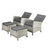 Livsip Recliner Chair Wicker Lounge 5PCS Set - 45-Degree Angle