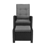 Livsip Outdoor Recliner Chairs Wicker Sun Lounge Black