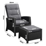 Livsip Outdoor Recliner Chairs Wicker Sun Lounge Black