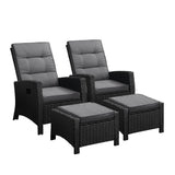 Livsip Recliner Chairs Wicker Sun Lounge 2X Black
