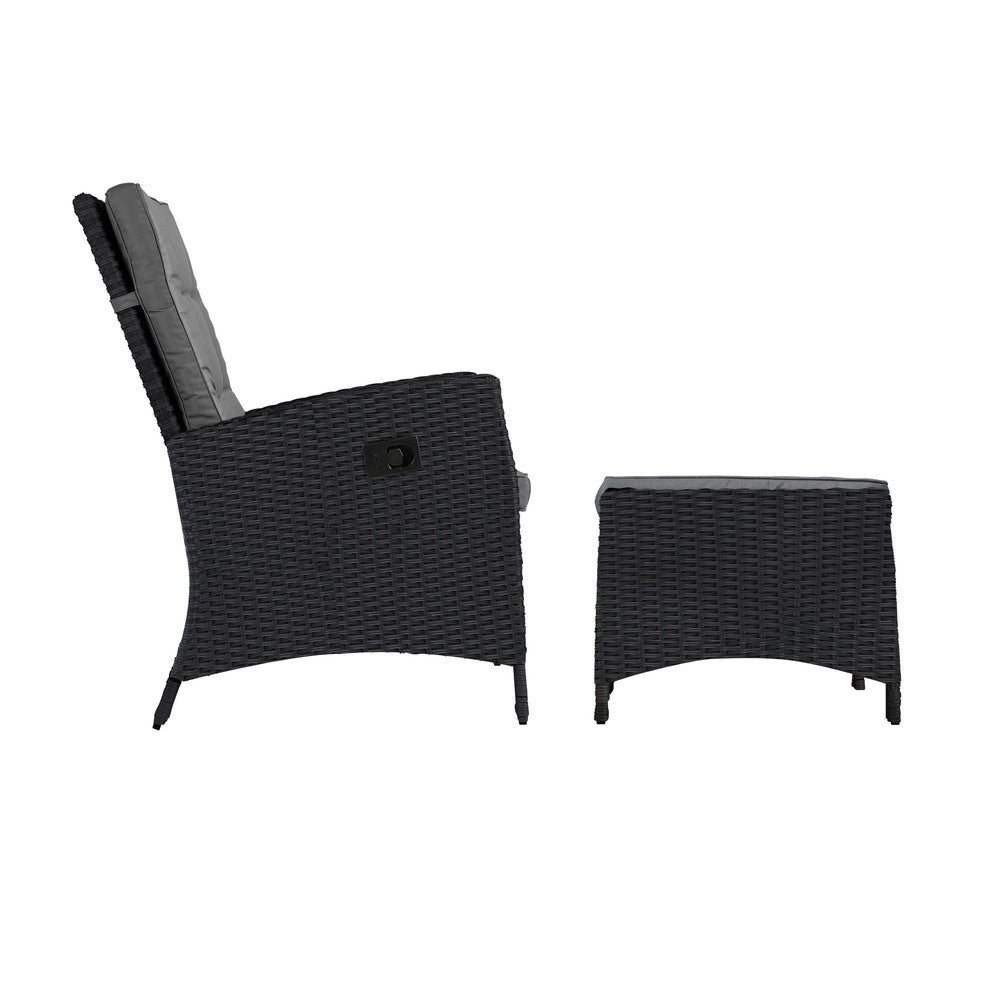 Livsip Recliner Chairs Wicker Sun Lounge 2X Black