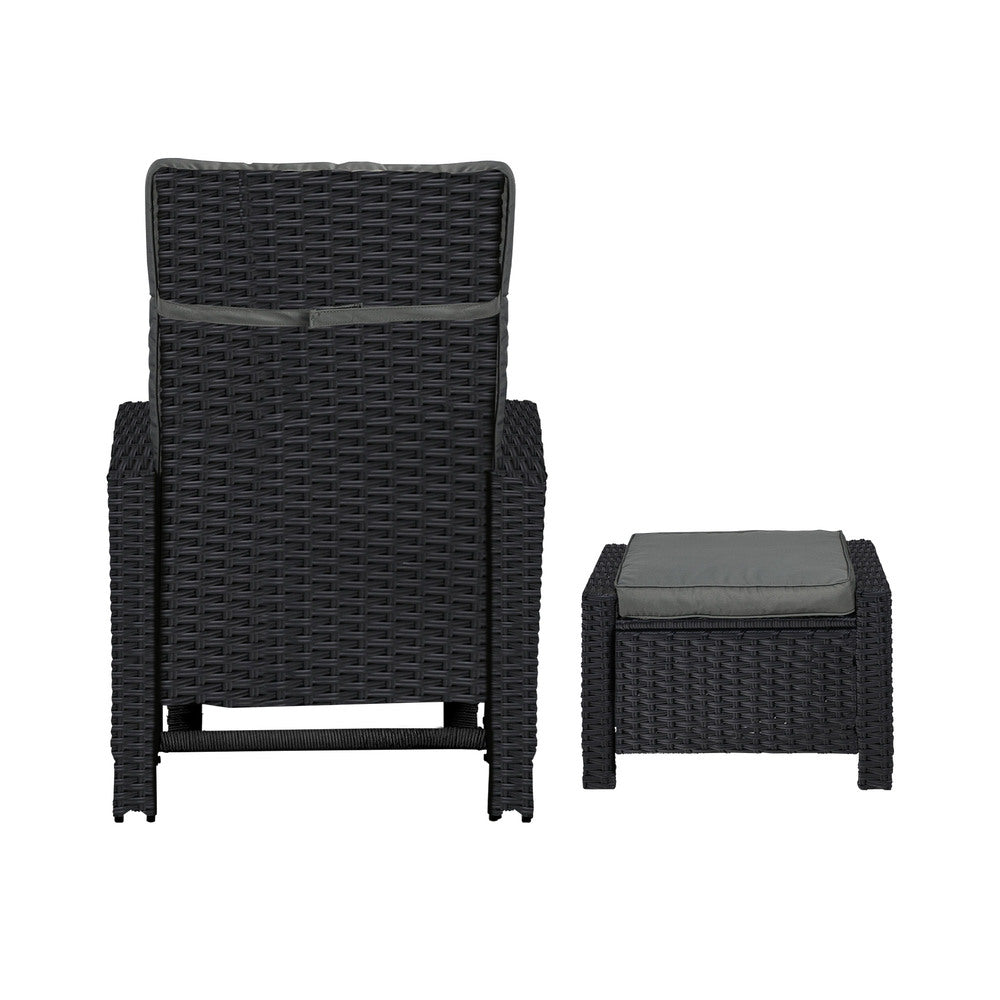 Livsip Recliner Chairs Wicker Sun Lounge 2X Black