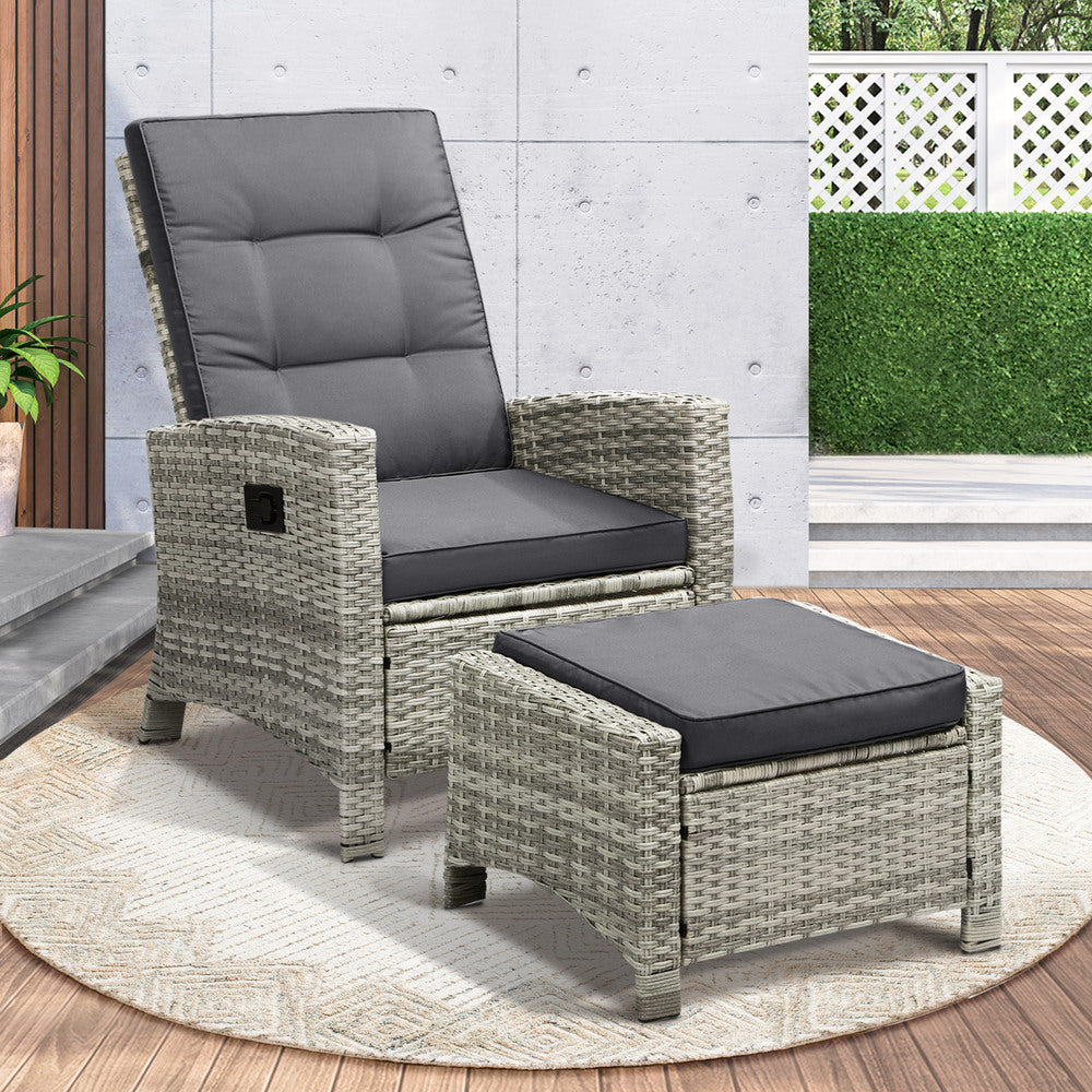 Livsip Recliner Chairs Sun lounge Wicker Sofa Grey