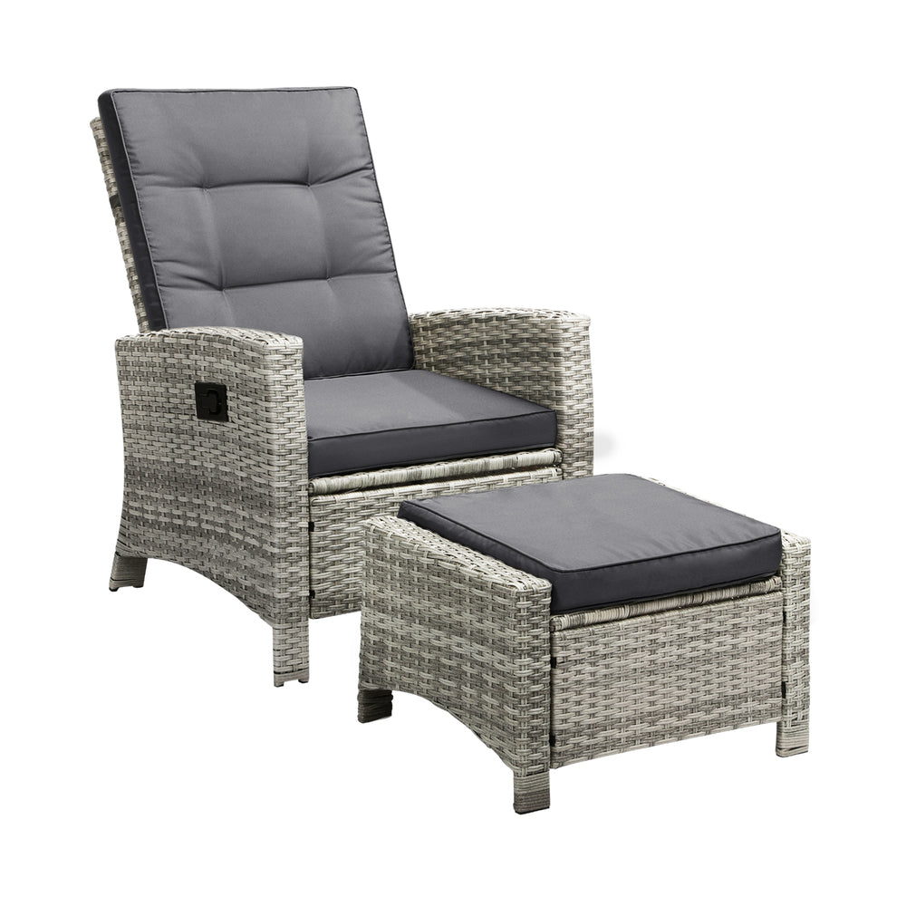 Livsip Recliner Chairs Sun lounge Wicker Sofa Grey