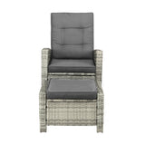Livsip Recliner Chairs Sun lounge Wicker Sofa Grey - Front View