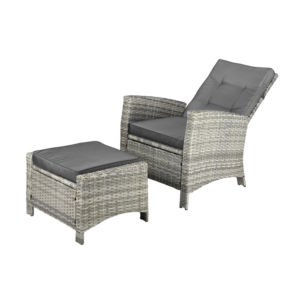 Livsip Recliner Chairs Sun lounge Wicker Sofa Grey