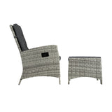 Livsip Recliner Chairs Sun lounge Wicker Sofa Grey - 45-Degree Angle