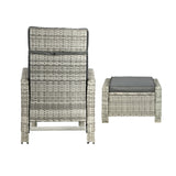 Livsip Recliner Outdoor Wicker Sun Lounger Set 2PCS Grey