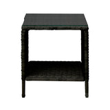Livsip Rattan Side Table Glass Tabletop Black - 45-Degree Angle