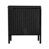 Livsip Rattan Side Table Glass Tabletop Black - Side View
