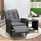 Livsip Outoodr Recliner Chair & Table Sun Lounge 2PCS - Rear View