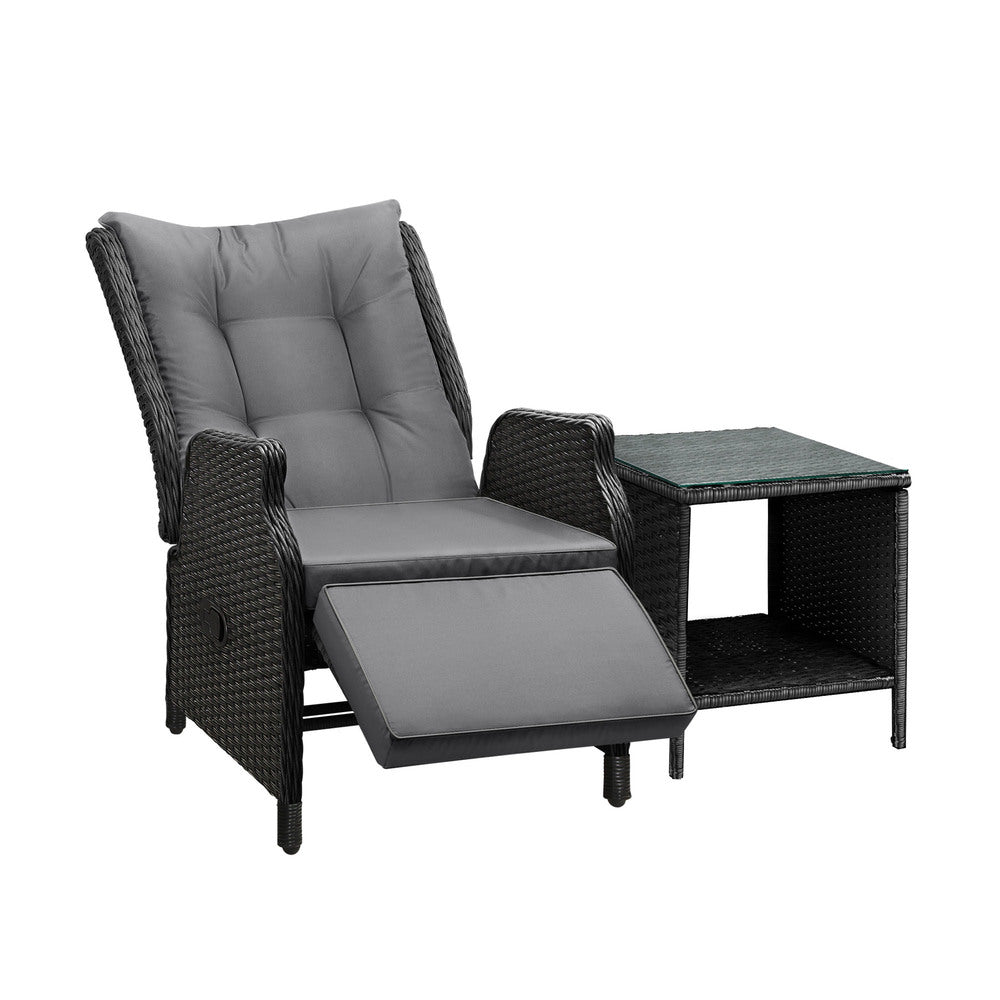 Livsip Outoodr Recliner Chair & Table Sun Lounge 2PCS