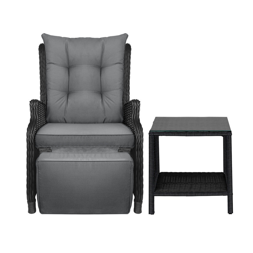 Livsip Outoodr Recliner Chair & Table Sun Lounge 2PCS