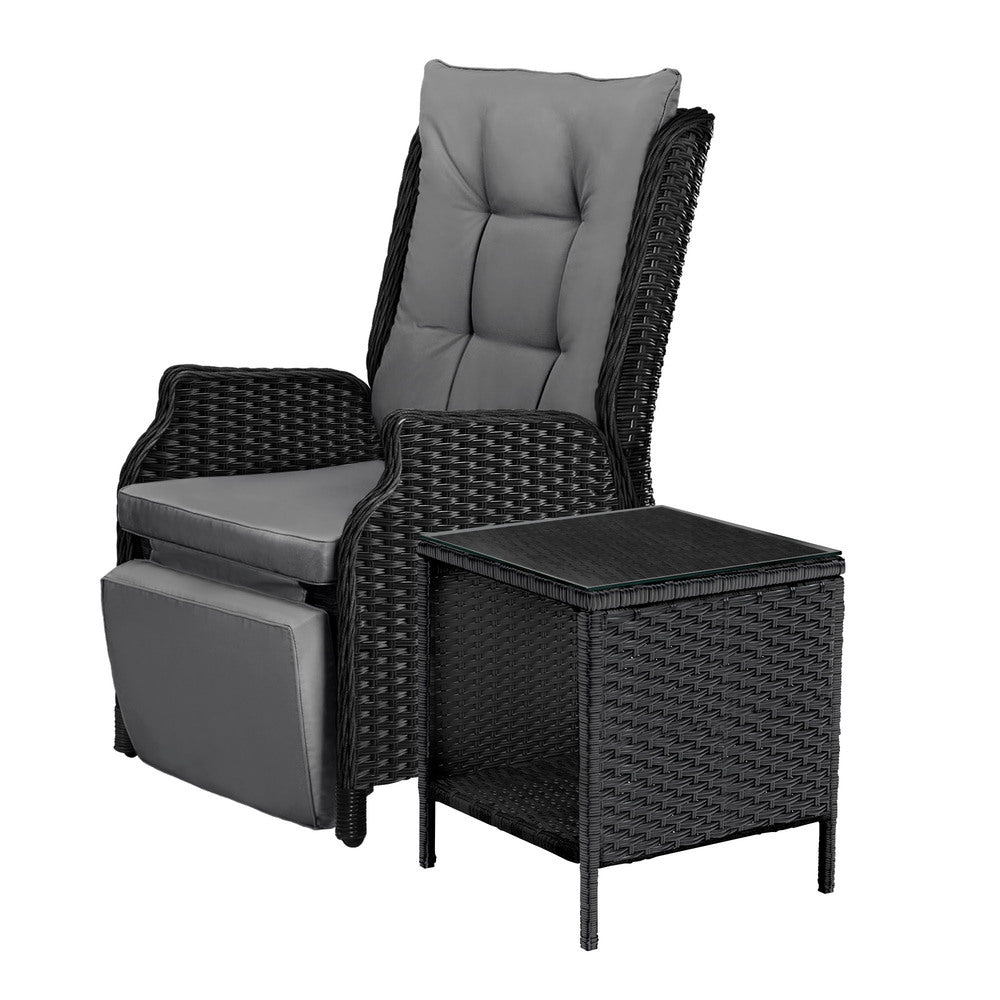 Livsip Outoodr Recliner Chair & Table Sun Lounge 2PCS