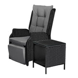 Livsip Outoodr Recliner Chair & Table Sun Lounge 2PCS - Side View