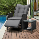 Livsip Outoodr Recliner Chair & Table Sun Lounge 2PCS - 45-Degree Angle