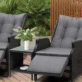 Livsip Outoodr Recliner Chair & Table Sun Lounge 2PCS