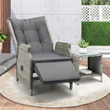 Livsip Outoodr Recliner Lounge & Table Set Wicker Grey - Low Angle