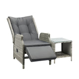 Livsip Outoodr Recliner Lounge & Table Set Wicker Grey