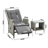 Livsip Outoodr Recliner Lounge & Table Set Wicker Grey - Extra Image