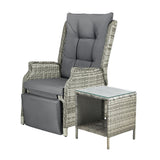 Livsip Outoodr Recliner Lounge & Table Set Wicker Grey - Close-Up Angle