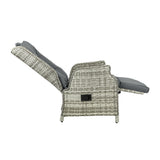 Livsip Outoodr Recliner Lounge & Table Set Wicker Grey - Rear View