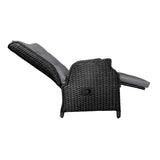 Livsip Sun Lounge Outdoor Recliner&Table Set of 3 Black - Side View
