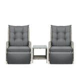 Livsip Outdoor Recliners Sun Lounger & Table Set of 3 Grey - Top-Down View