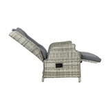 Livsip Outdoor Recliners Sun Lounger & Table Set of 3 Grey - Side View