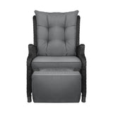 Livsip Outdoor Recliner with Adjustable Footrest Black